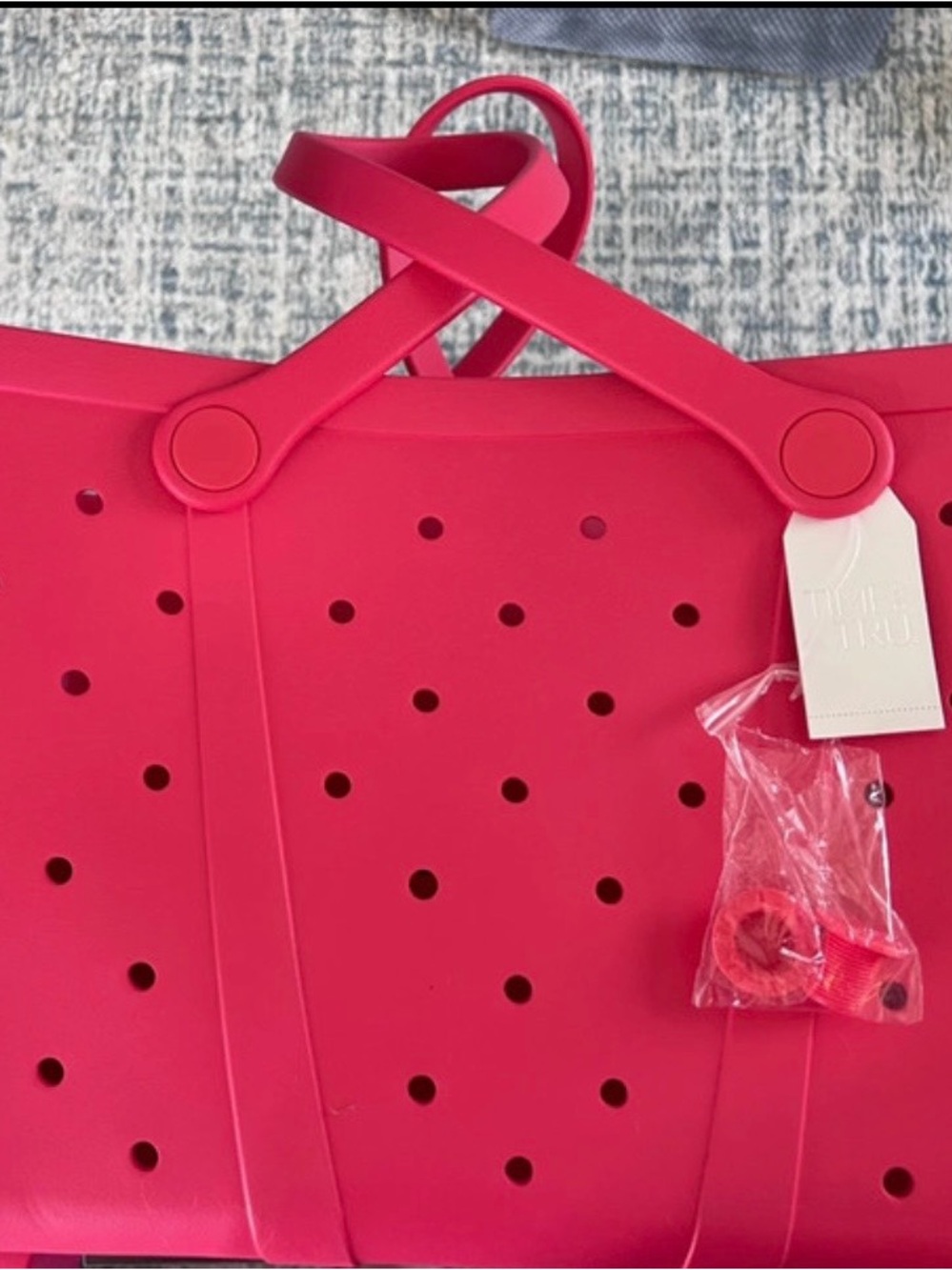 Time and Tru Bright Pink Perforated Tote
